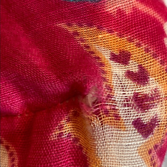 Chico's Blue and Pink Kimono with Fringe Detail - Picture 8 of 14